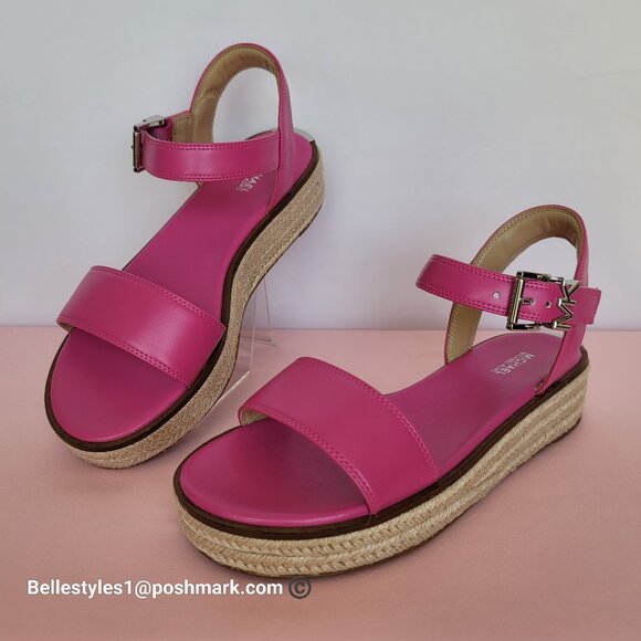 MICHAEL KORS Richie Platform Espadrille Sandals- Cerise color - Picture 1 of 16